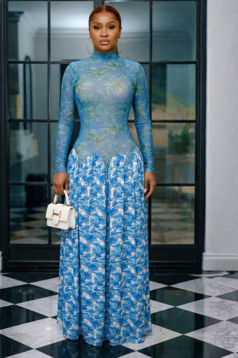 ZIVA Sheer High-Neck Dress