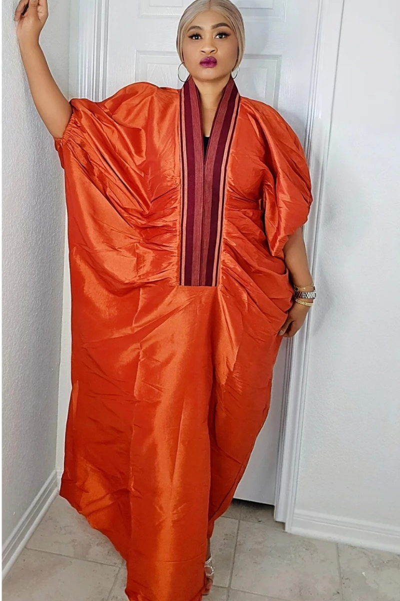 Zara Rich Aunty Bubu Dress With Aso-Oke Neckline