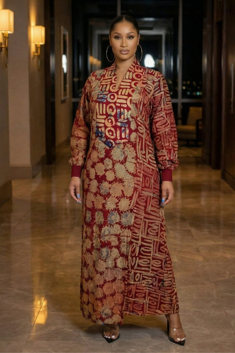 OBIM Adire Chiffon Patched Dress