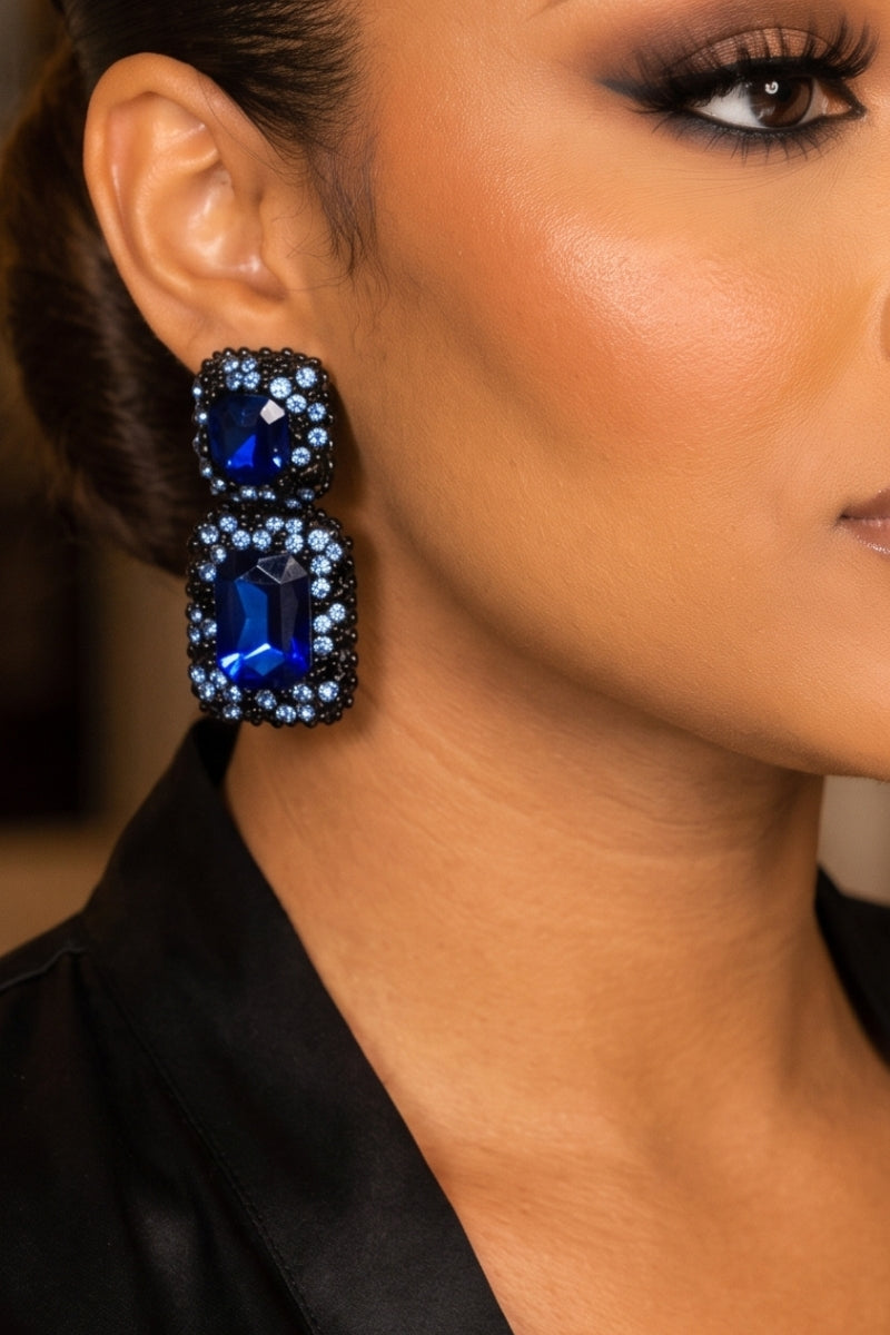 Sapphire Noir Statement Earrings