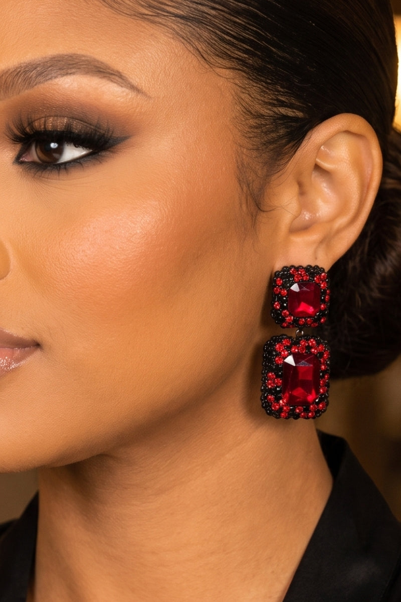 Ruby Noir Statement Earrings