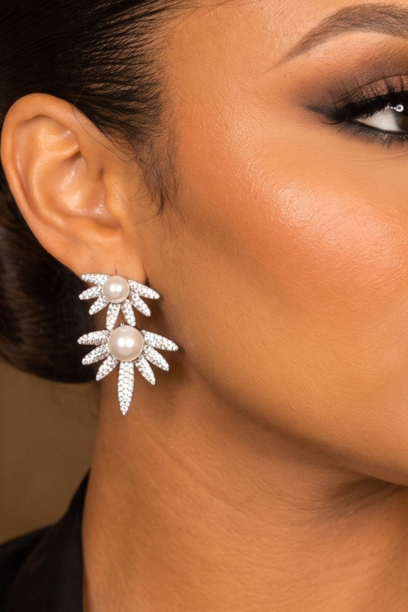 Pearl Starburst Statement Earrings