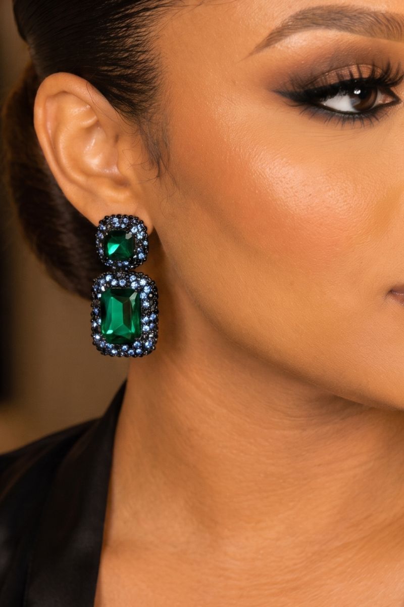Emerald Noir Statement Earrings