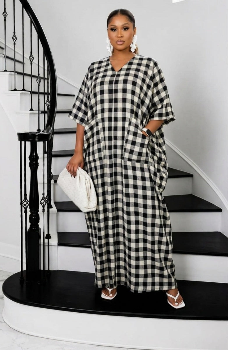 Heritage Luxe Gingham Bubu- Noir