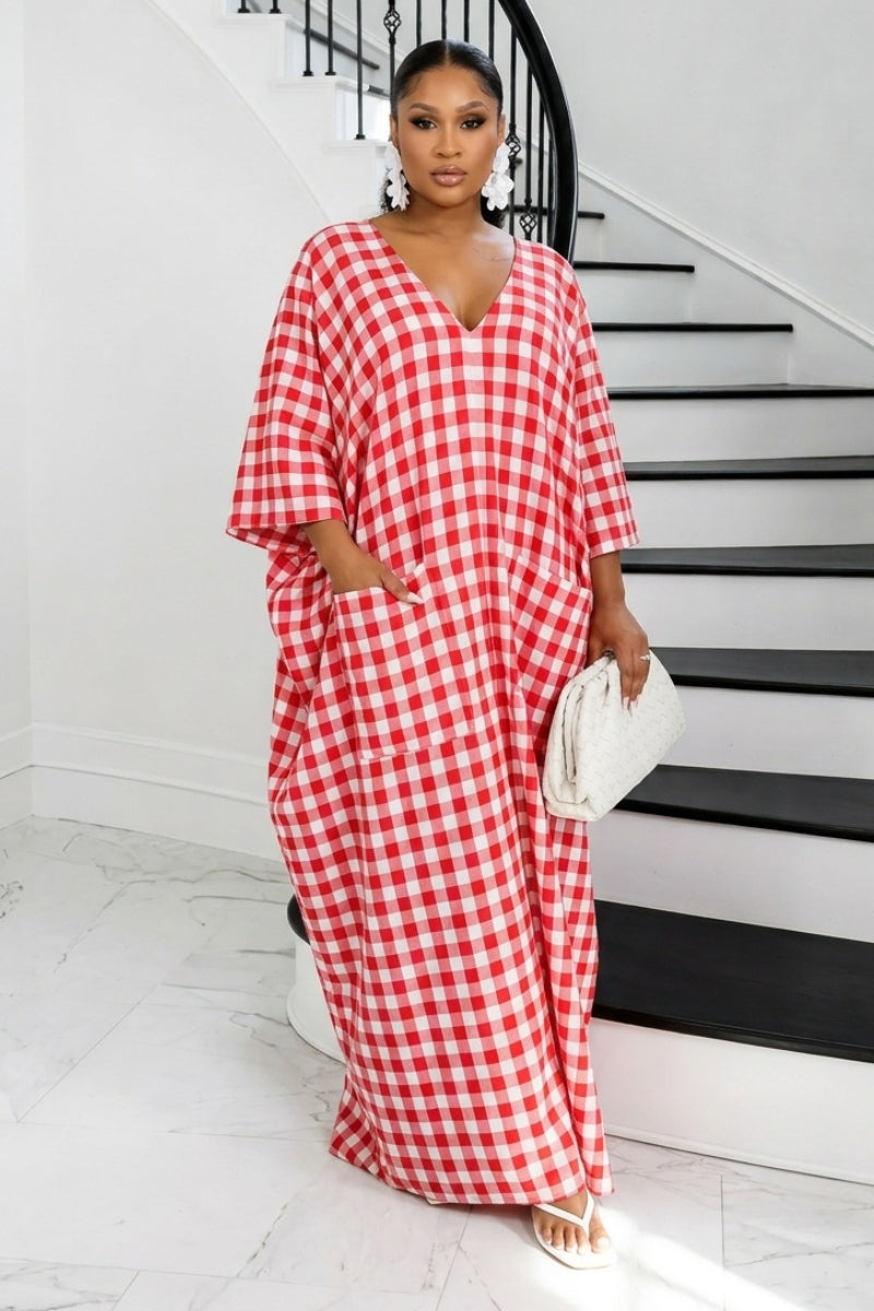Heritage Luxe Gingham Bubu – Poppy