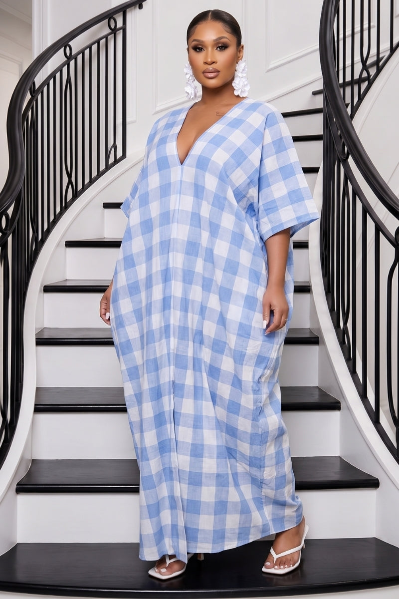 The Mila Gingham Linen Maxi Dress