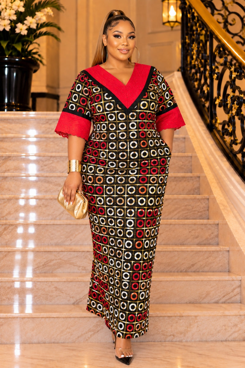 Ankara & Lace Statement Maxi Dress