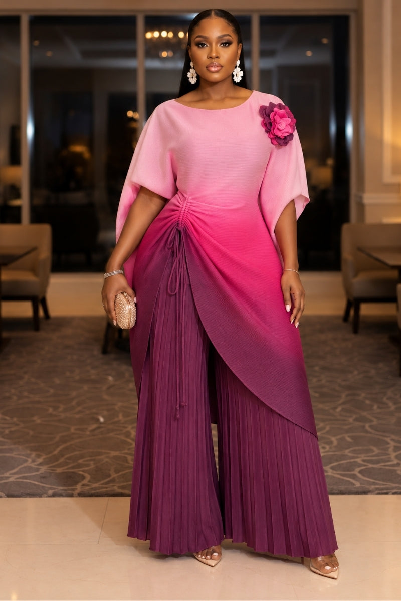Lumi Two-Piece Tunic and Palazzo Pant Set | Pink Ombré