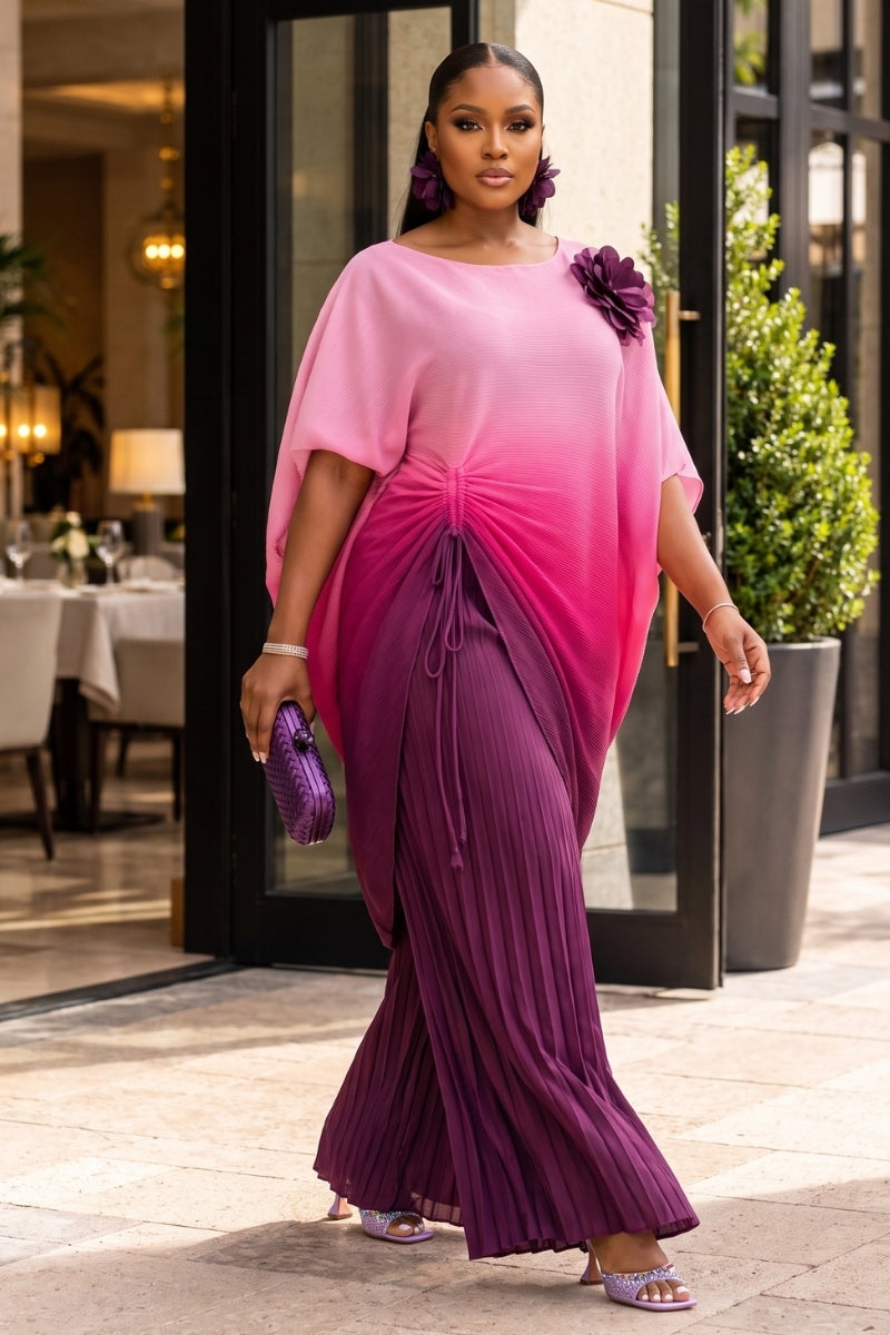 Lumi Two-Piece Tunic and Palazzo Pant Set | Pink Ombré
