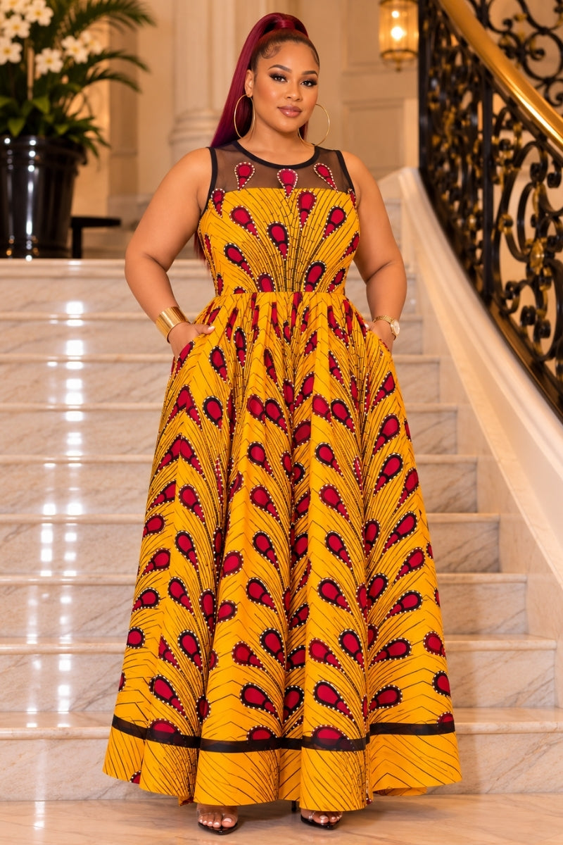 Ankara Regal Illusion Ball Gown