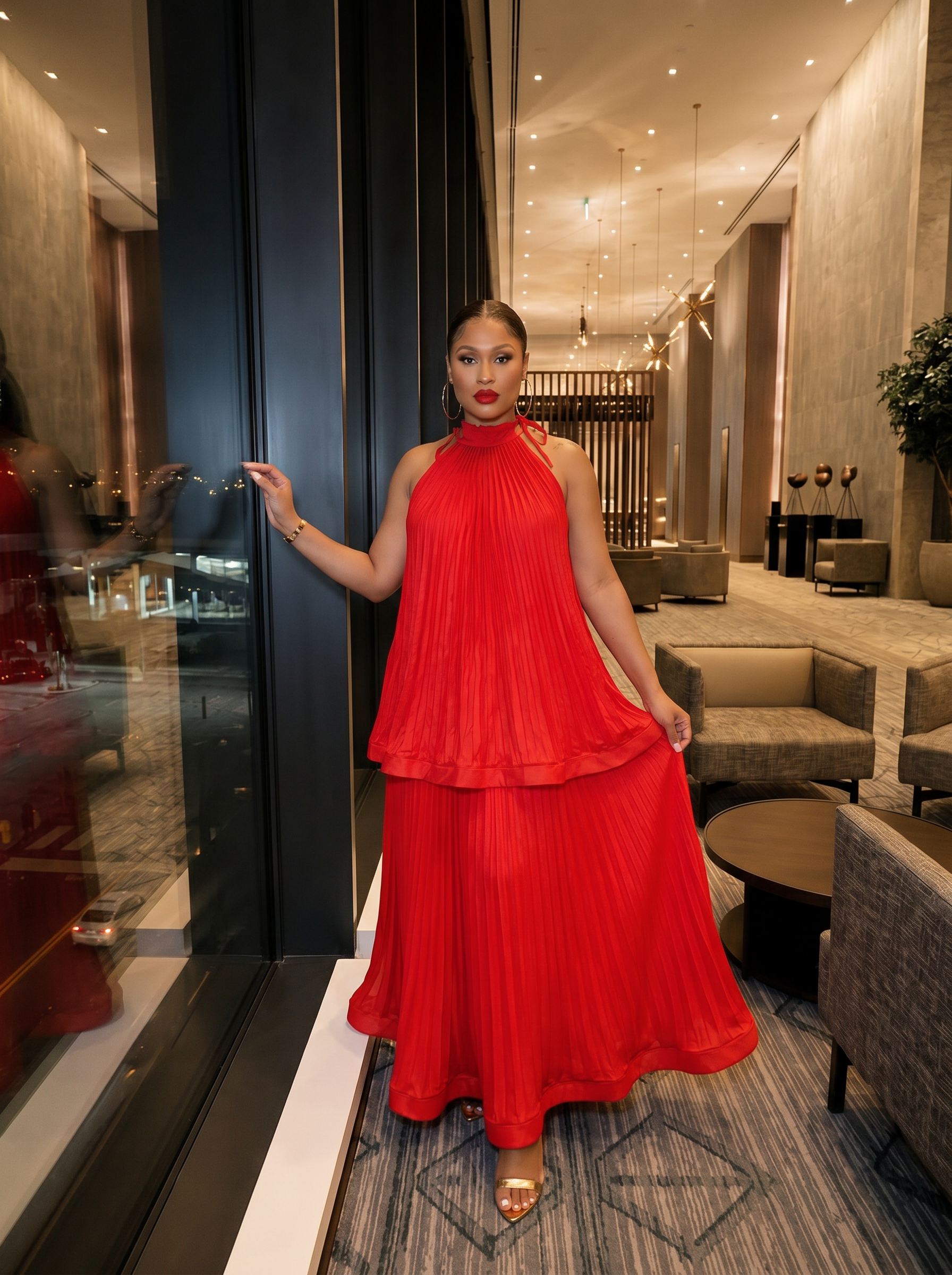VELORA PLEATED DRESS