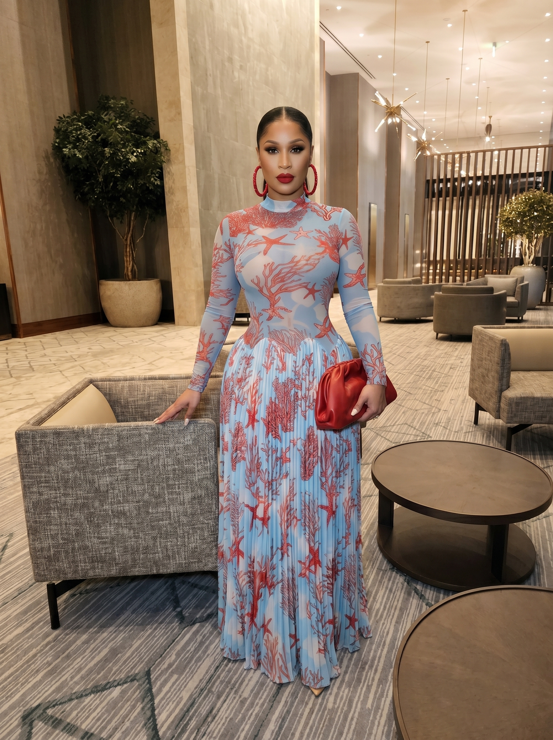 EVARA SCULPT PLEATED DRESS