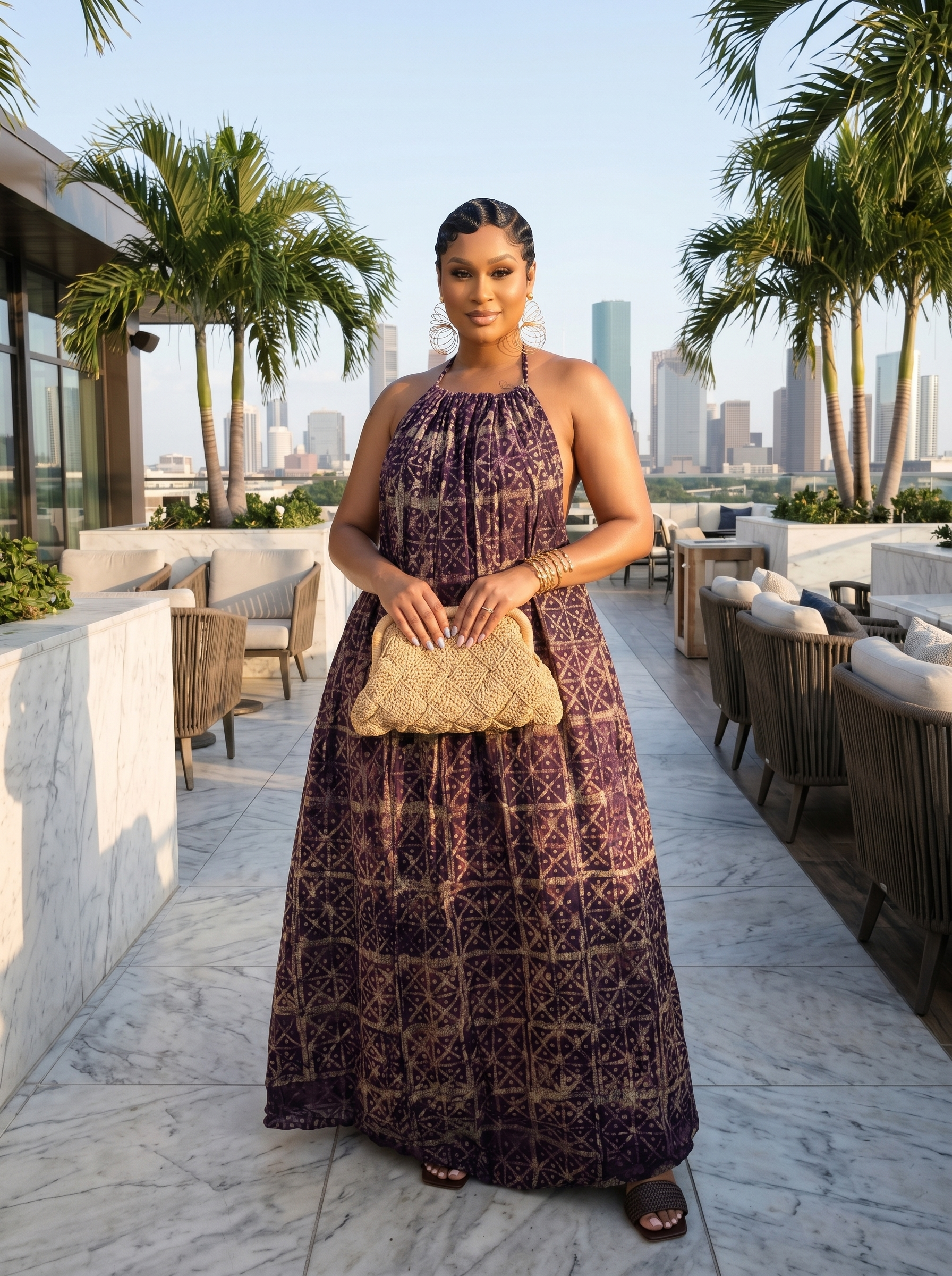 Adire Heiress Open-Back Maxi Dress