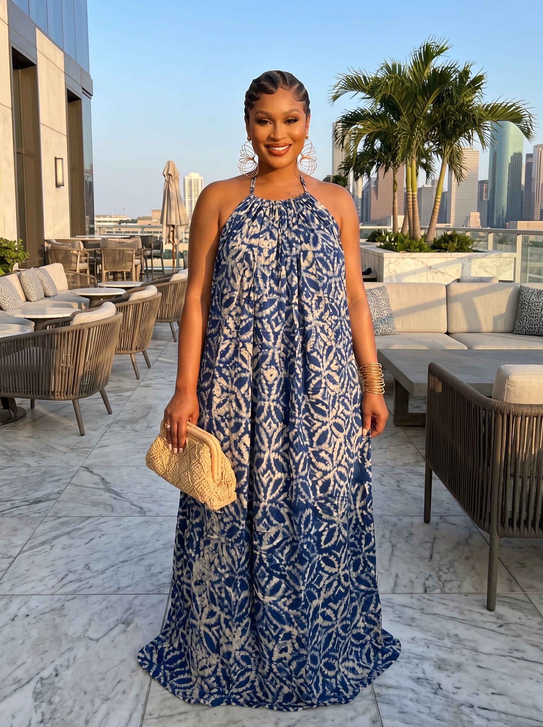 Adire Heiress Open-Back Maxi Dress