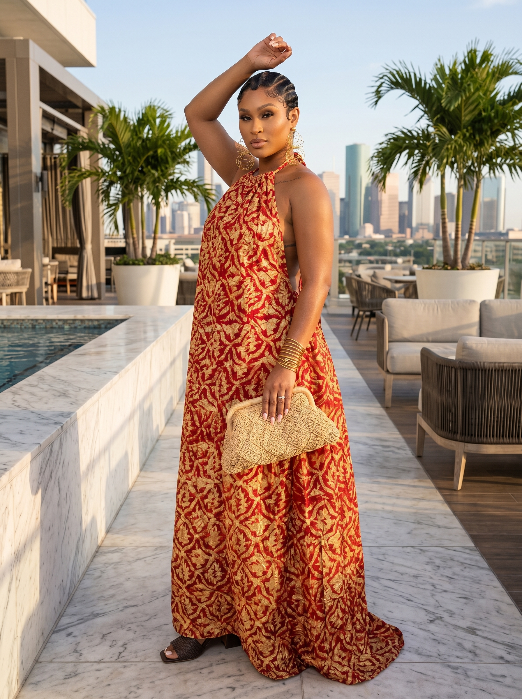 Adire Heiress Open-Back Maxi Dress