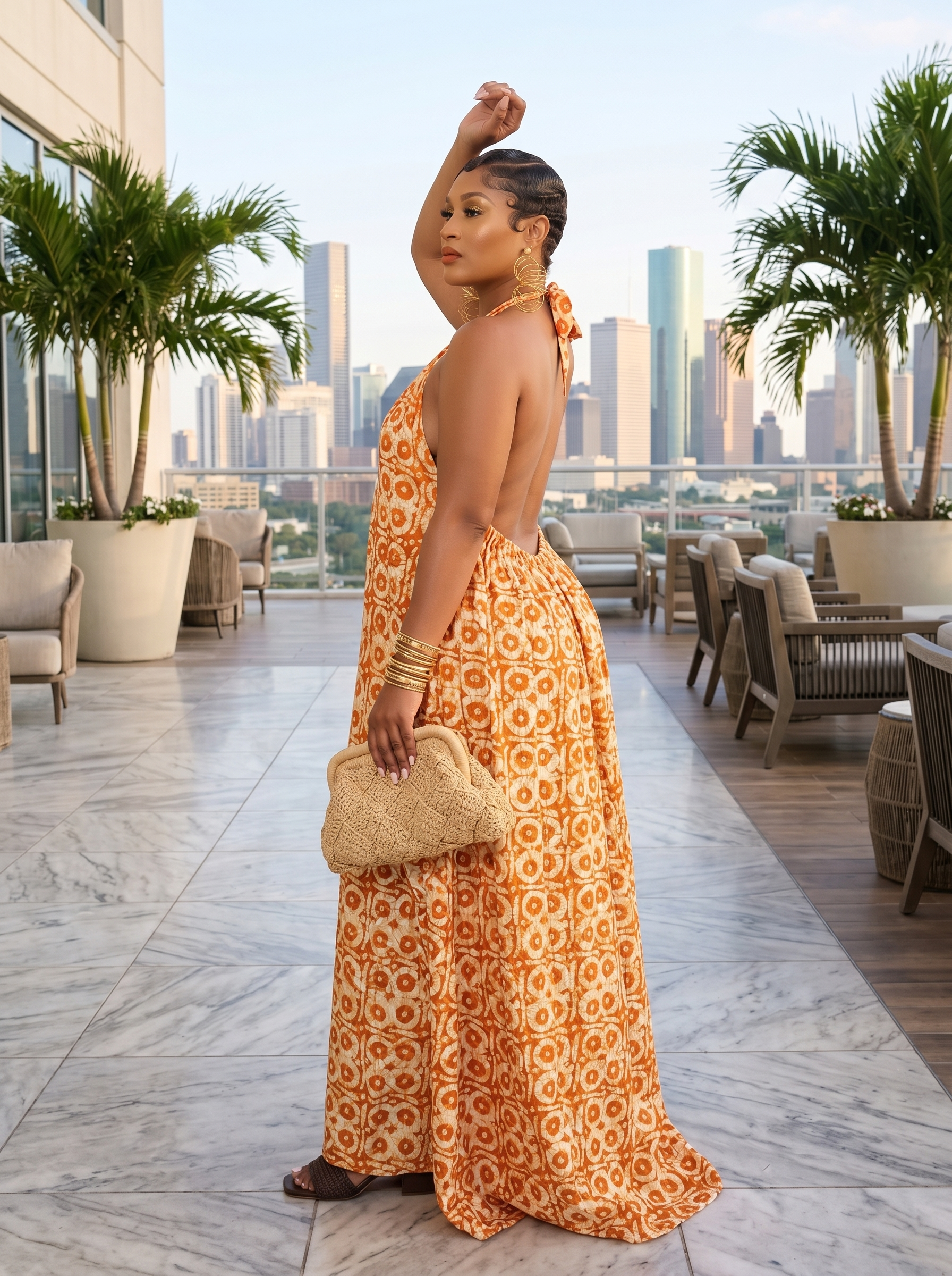 Adire Heiress Open-Back Maxi Dress