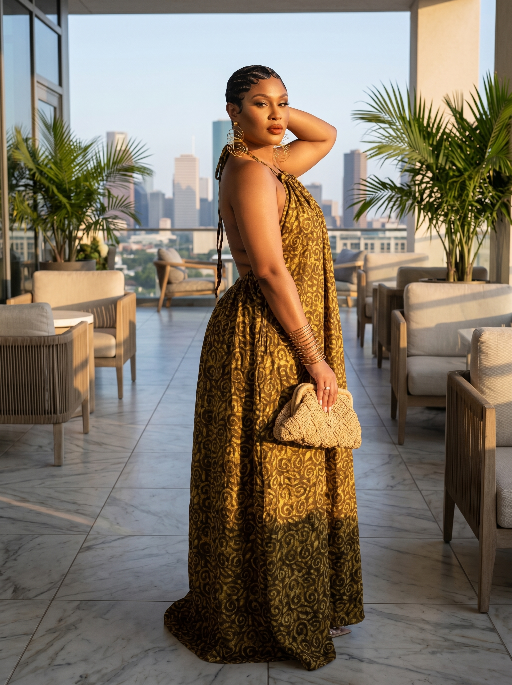 Adire Heiress Open-Back Maxi Dress