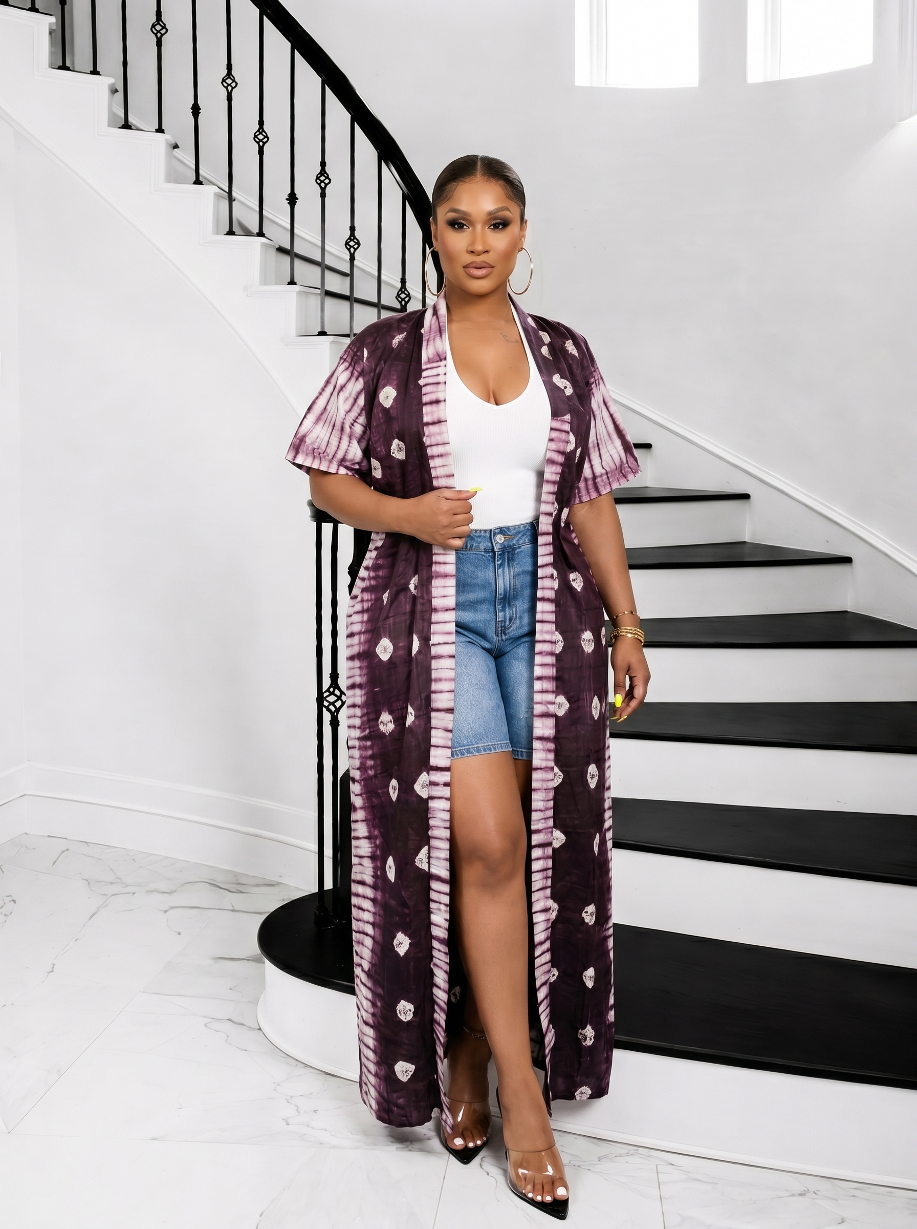 Adire Muse Longline  Kimono