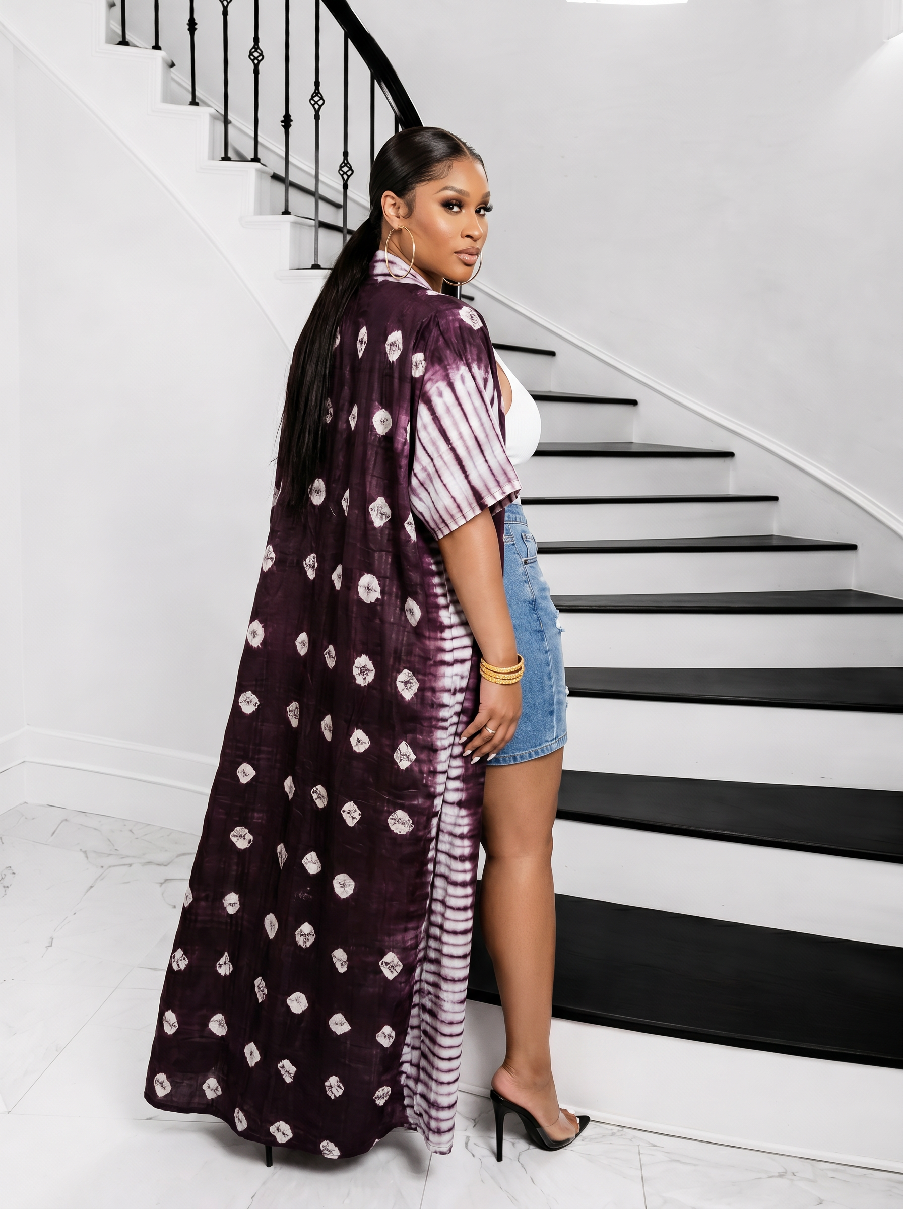 Adire Muse Longline  Kimono