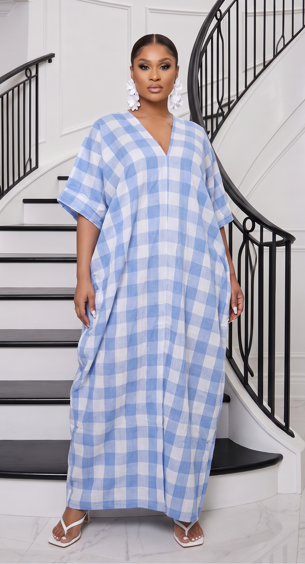 The Mila Gingham Linen Maxi Dress