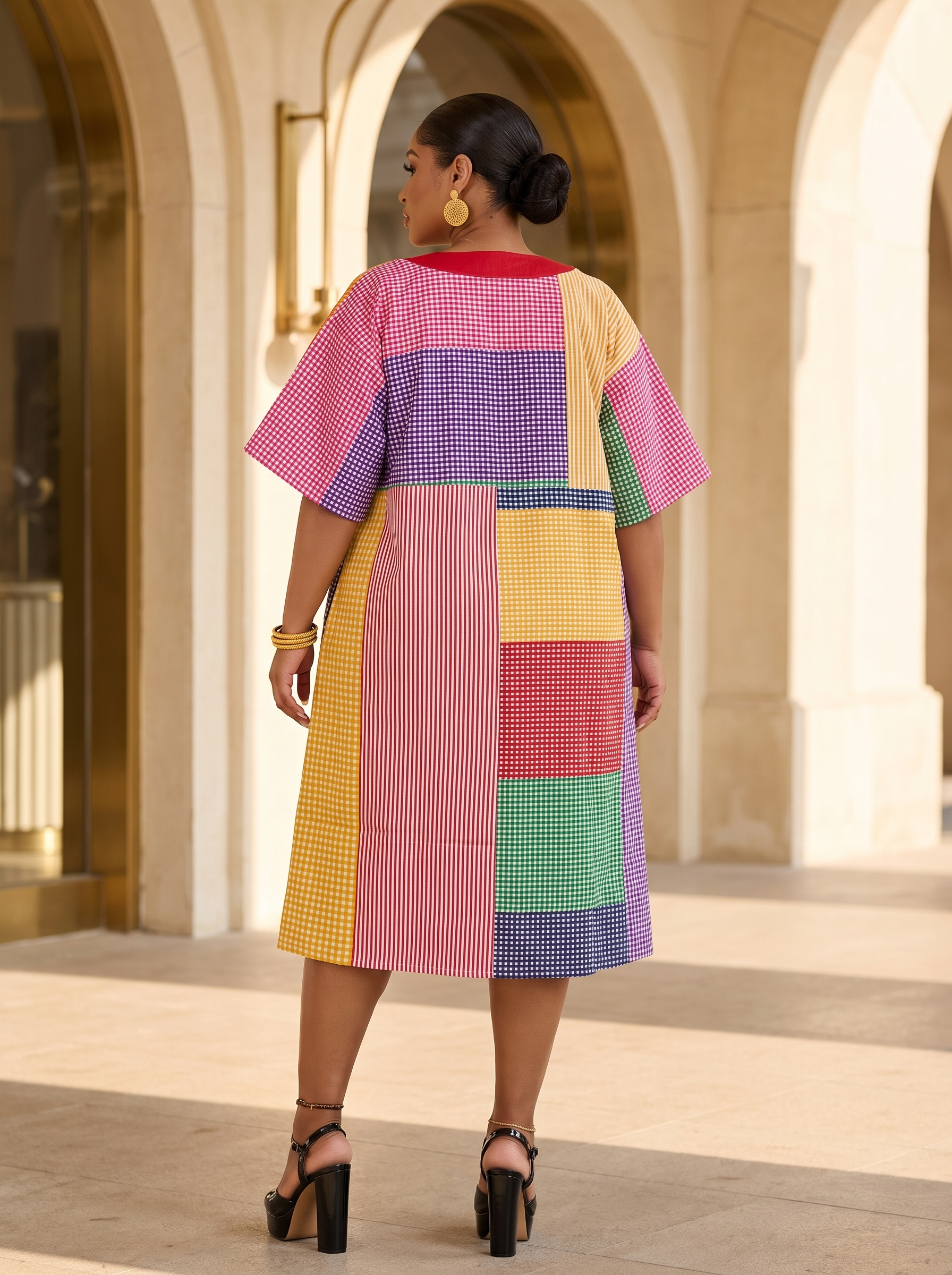 The Abeni Aso-Oke Patchwork Dress- Red