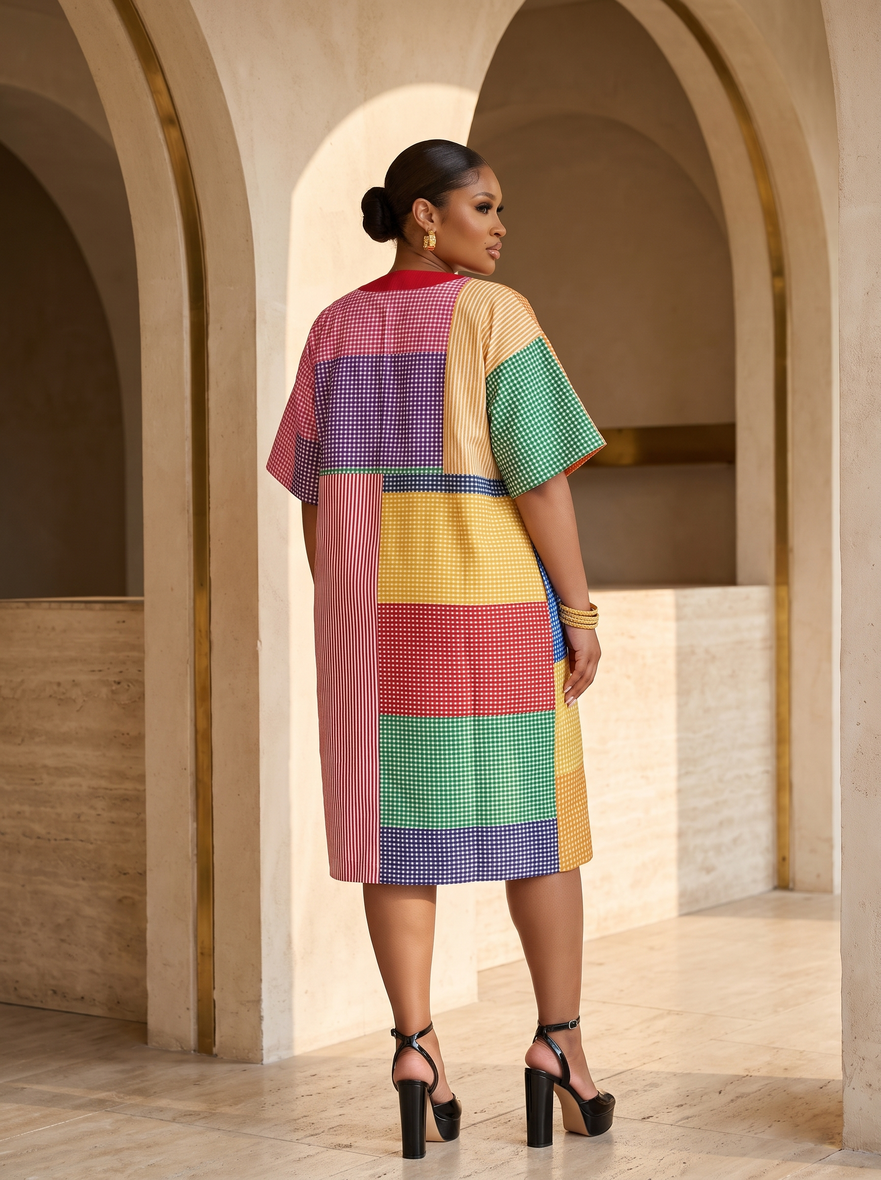 The Abeni Aso-Oke Patchwork Dress- Red