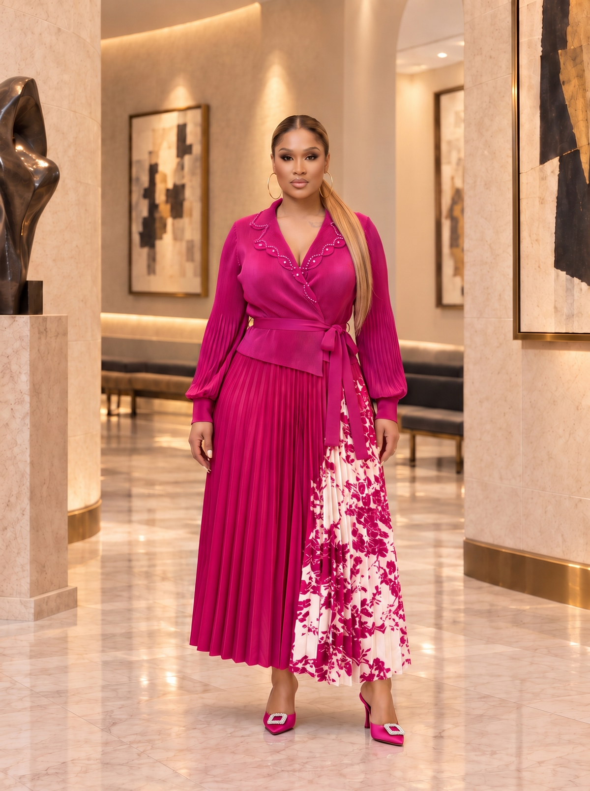 The Fiora Miyake Pleated Maxi Dress