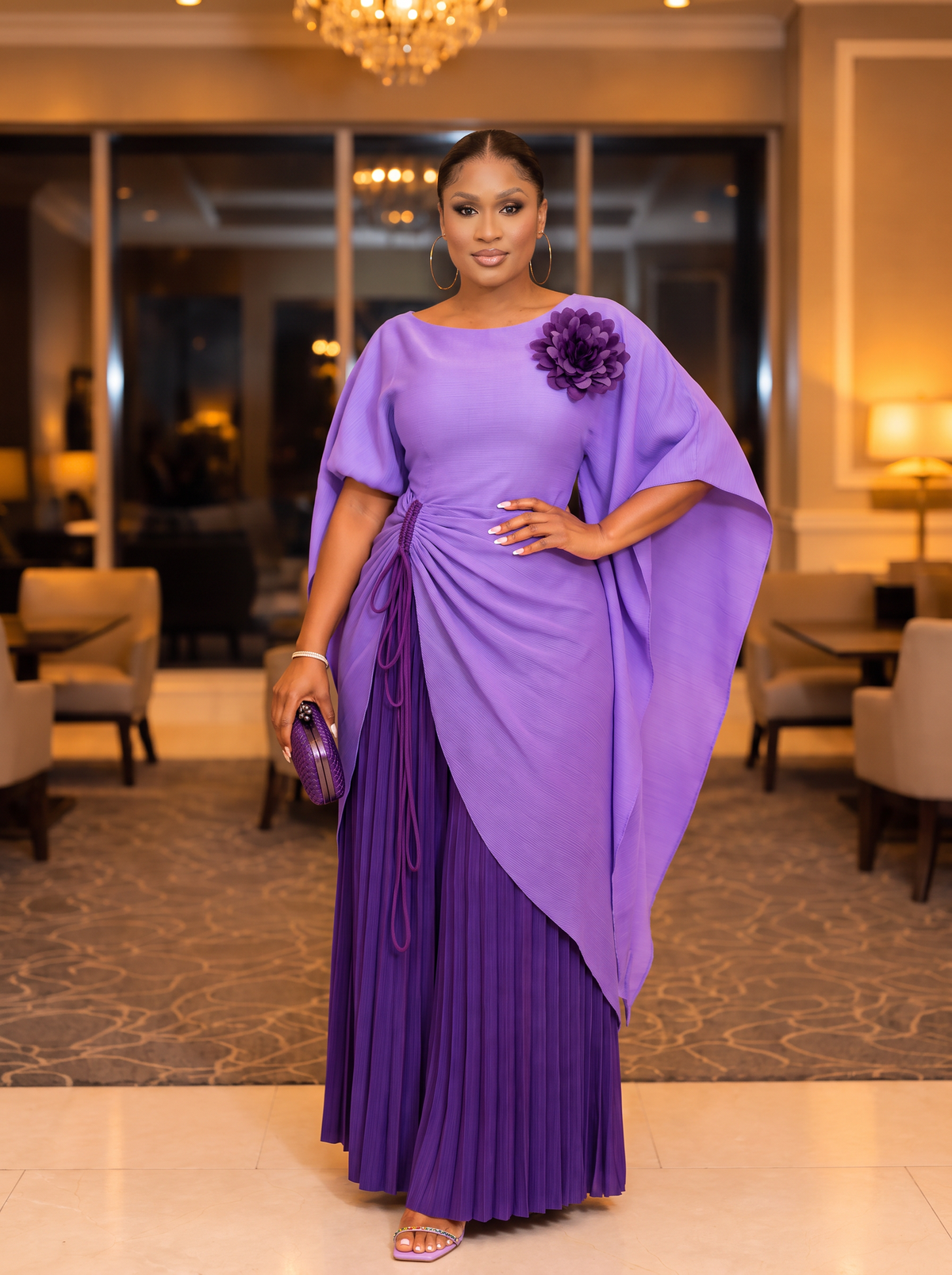 Lumi Two-Piece Tunic and Palazzo Pant Set | Purple Ombré