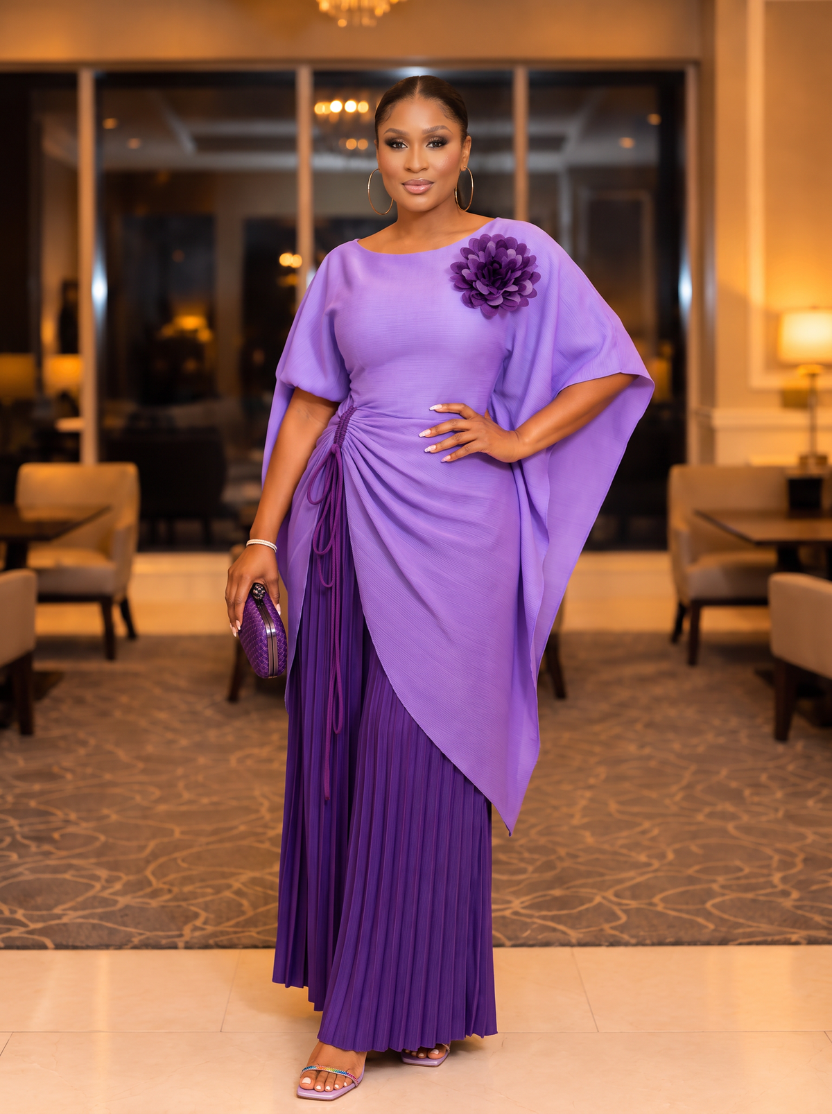 Lumi Two-Piece Tunic and Palazzo Pant Set | Purple Ombré