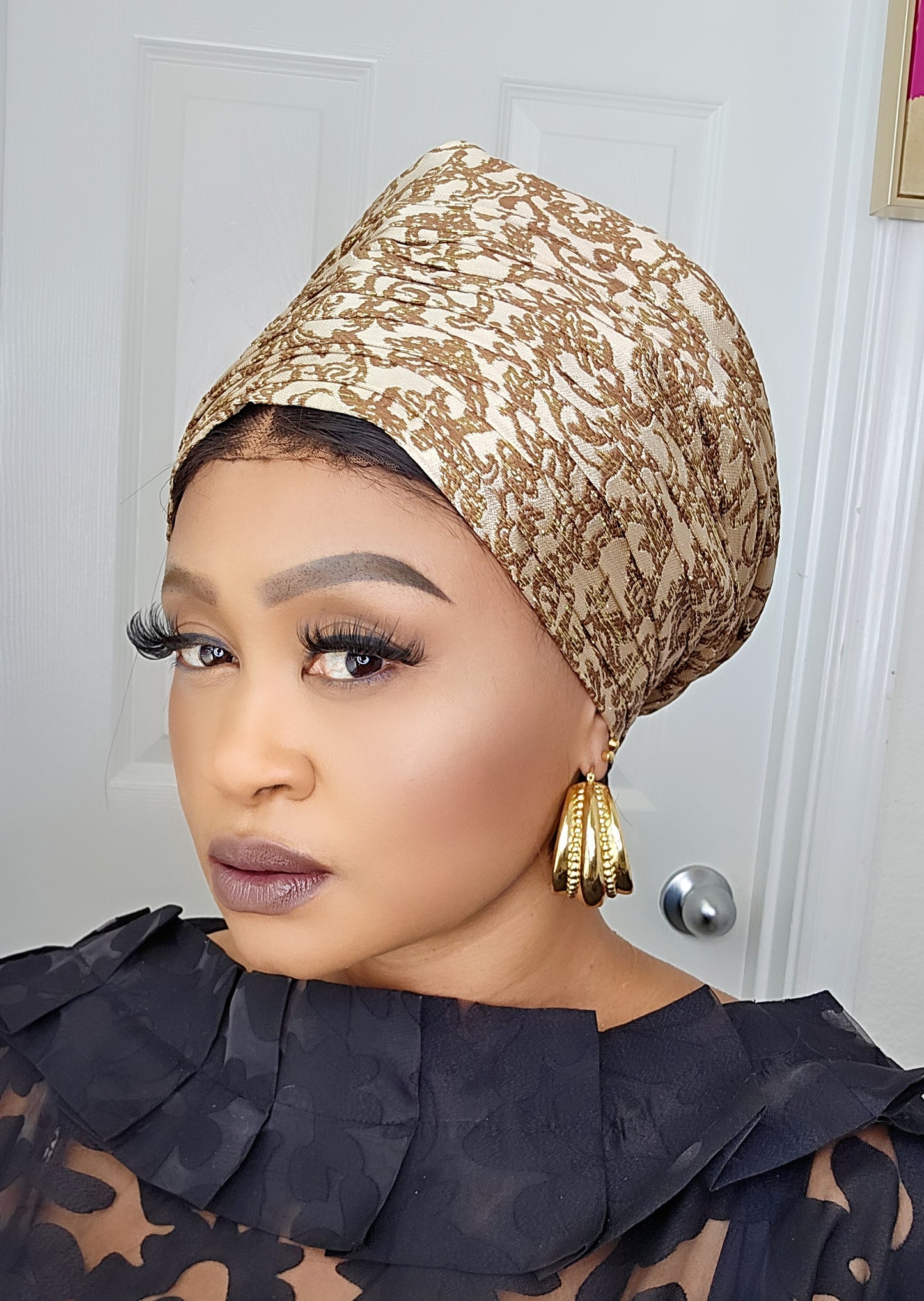 Rich Aunty Brocade Gele Cap Turban