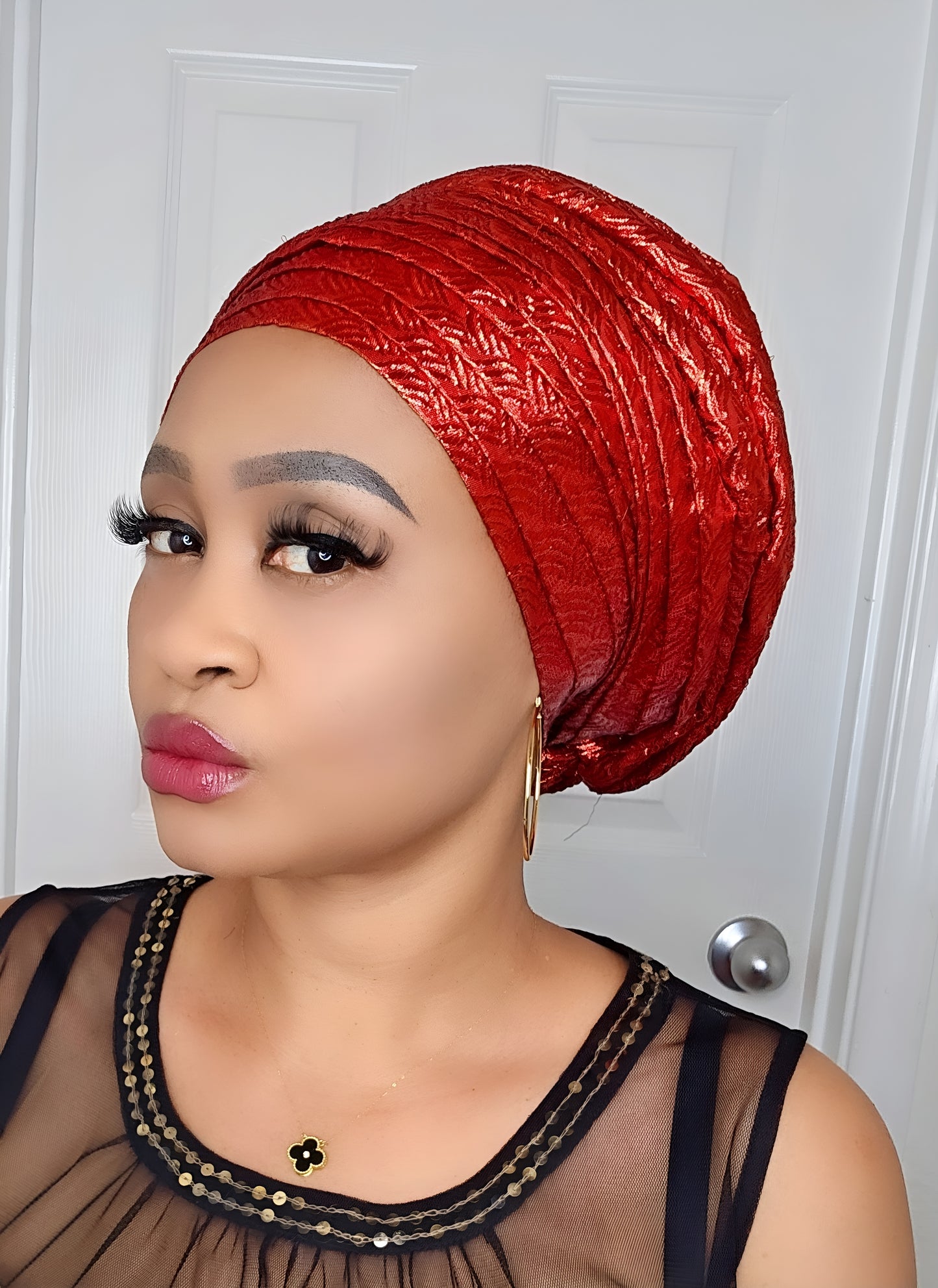 Rich Aunty Brocade Gele Cap Turban