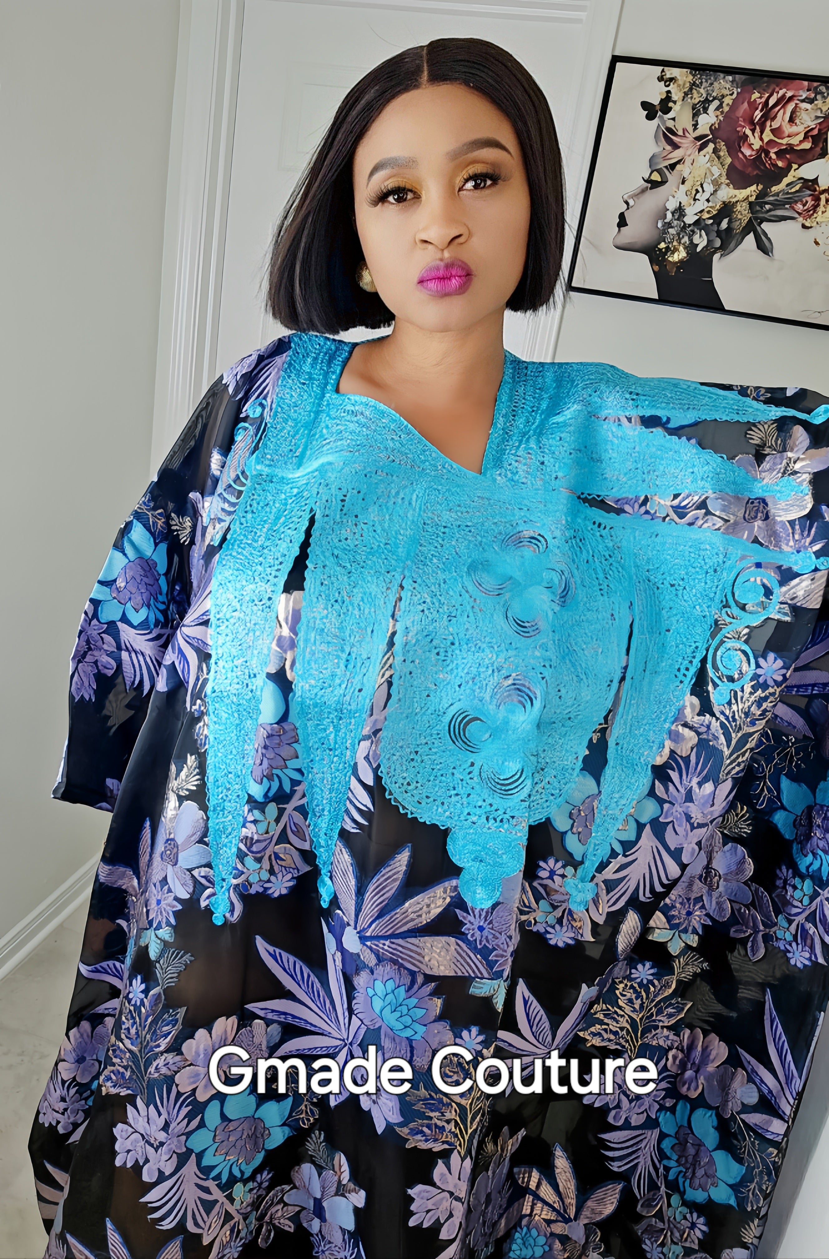 European Damask Brocade Agbada Bubu