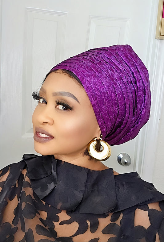 Rich Aunty Brocade Gele Cap Turban