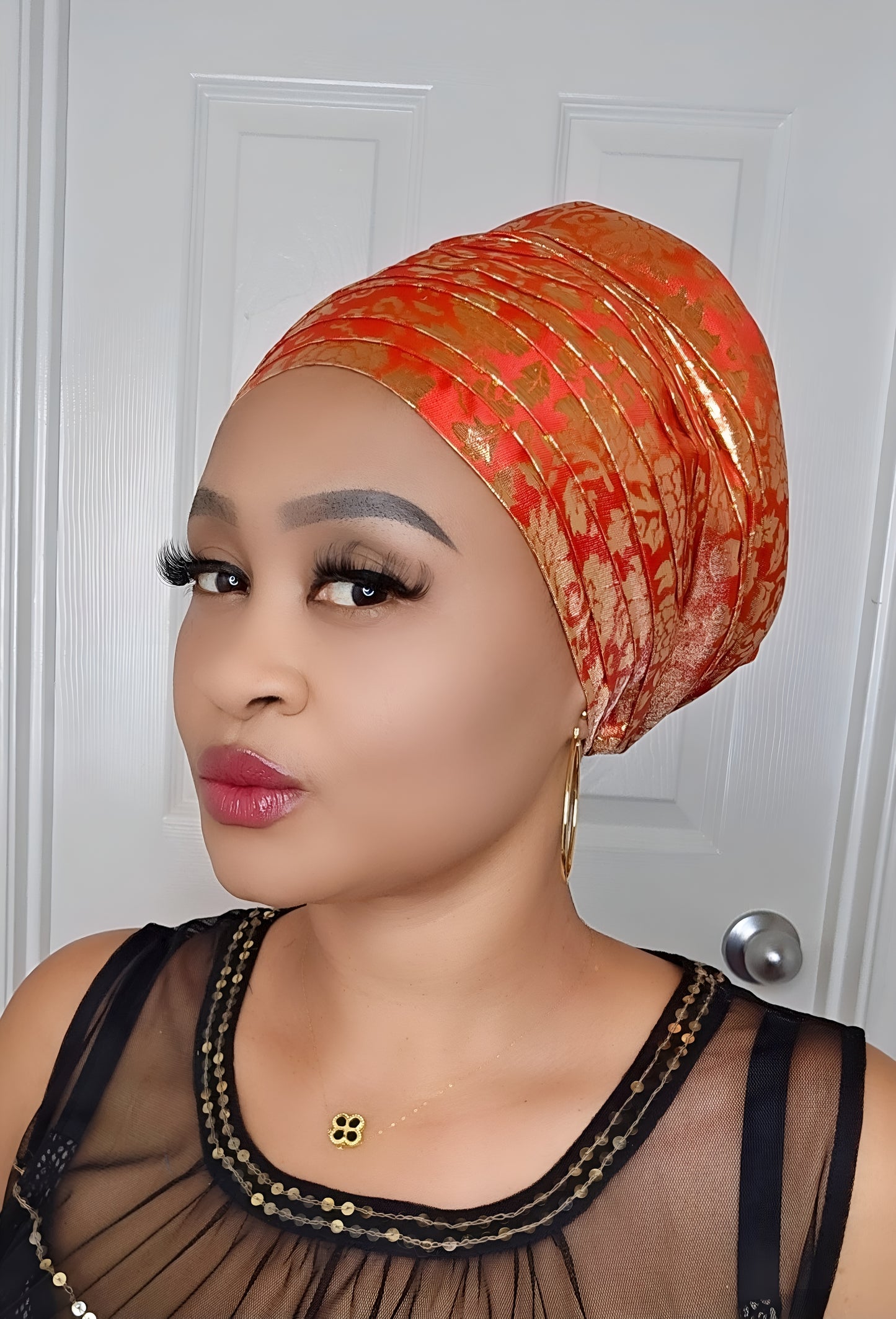 Rich Aunty Brocade Gele Cap Turban