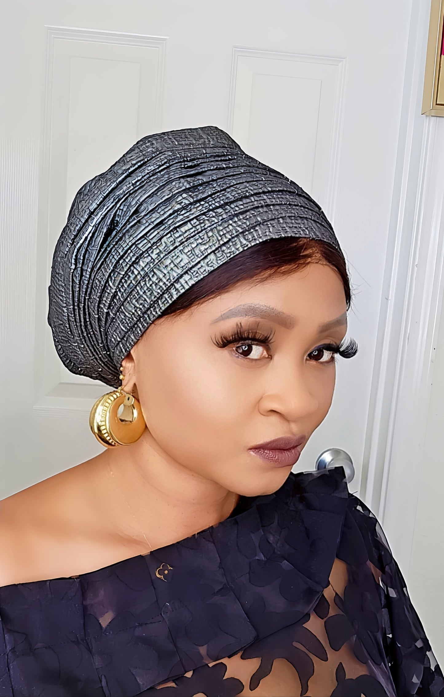 Rich Aunty Brocade Gele Cap Turban