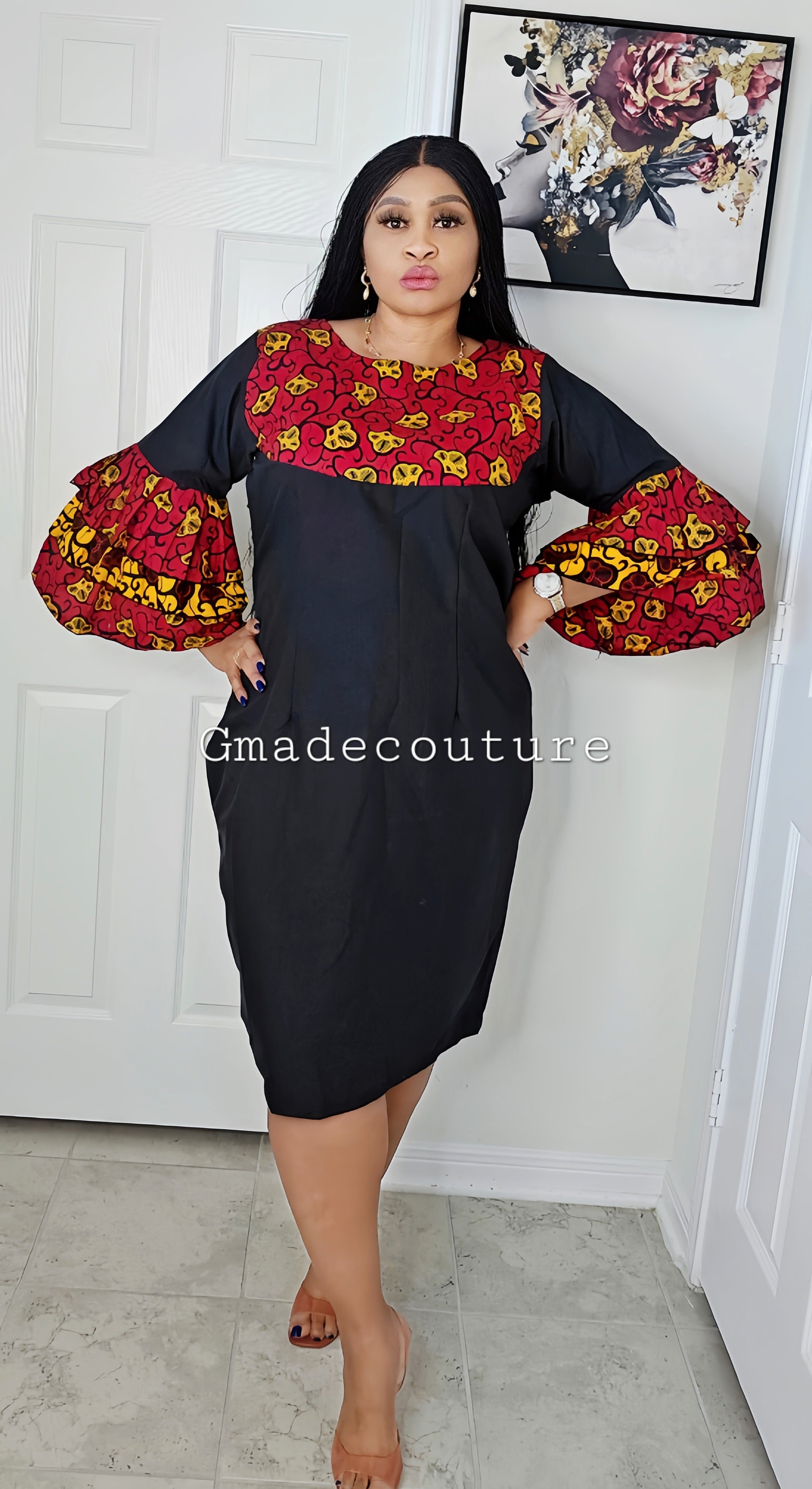 Maya  Dress with Ankara butterfly