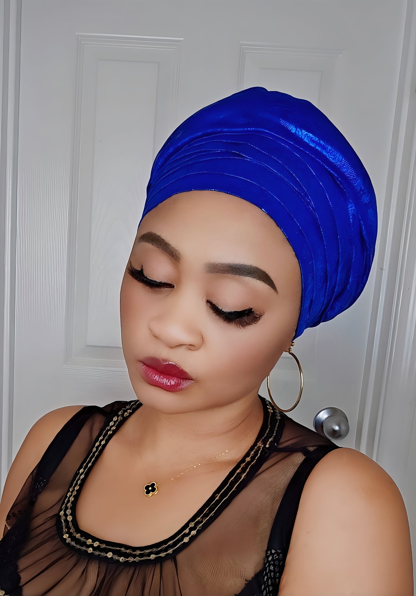 Rich Aunty Brocade Gele Cap Turban