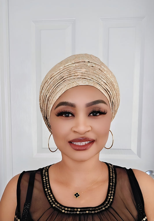 Rich Aunty Brocade Gele Cap Turban