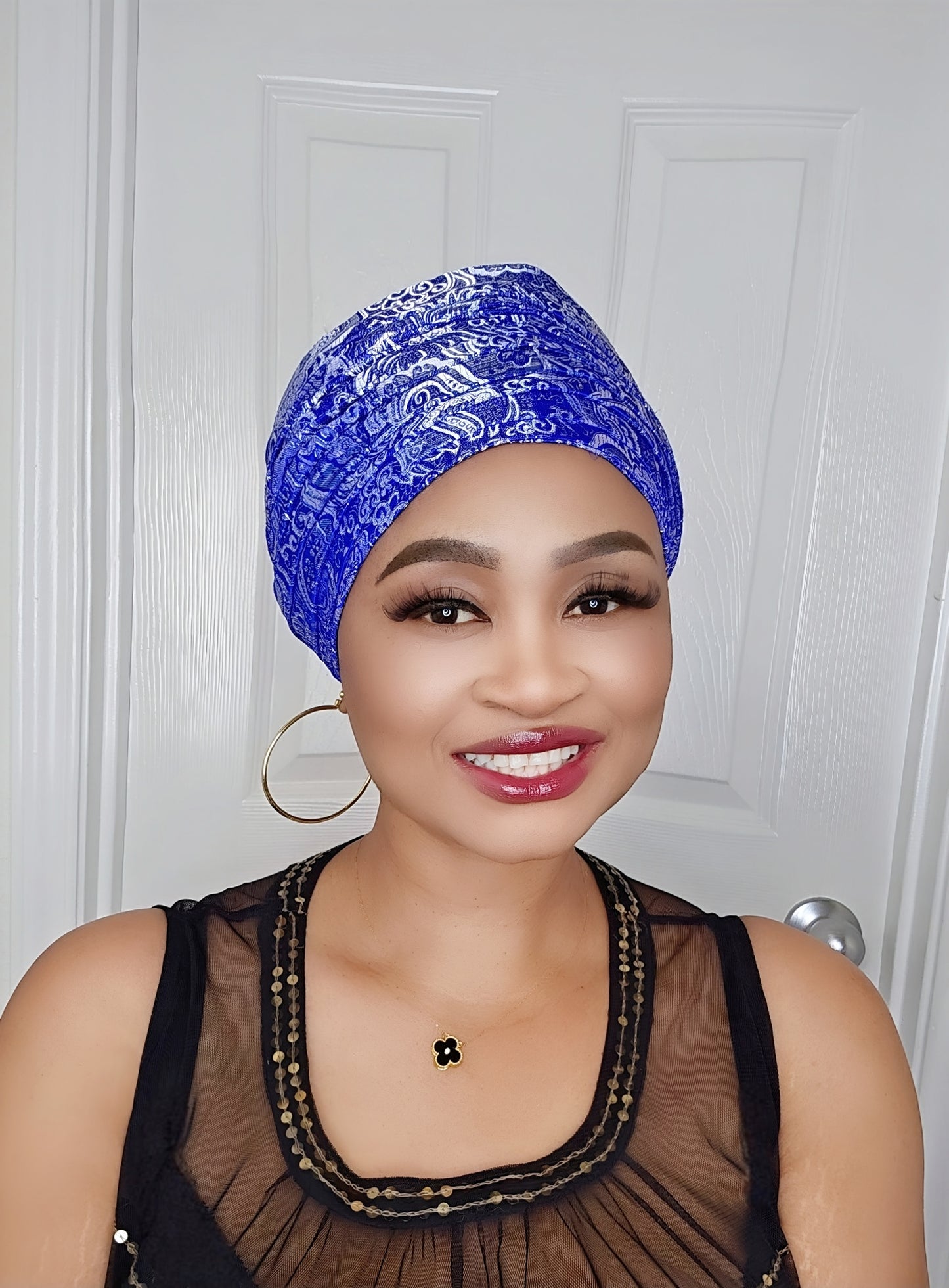 Rich Aunty Brocade Gele Cap Turban