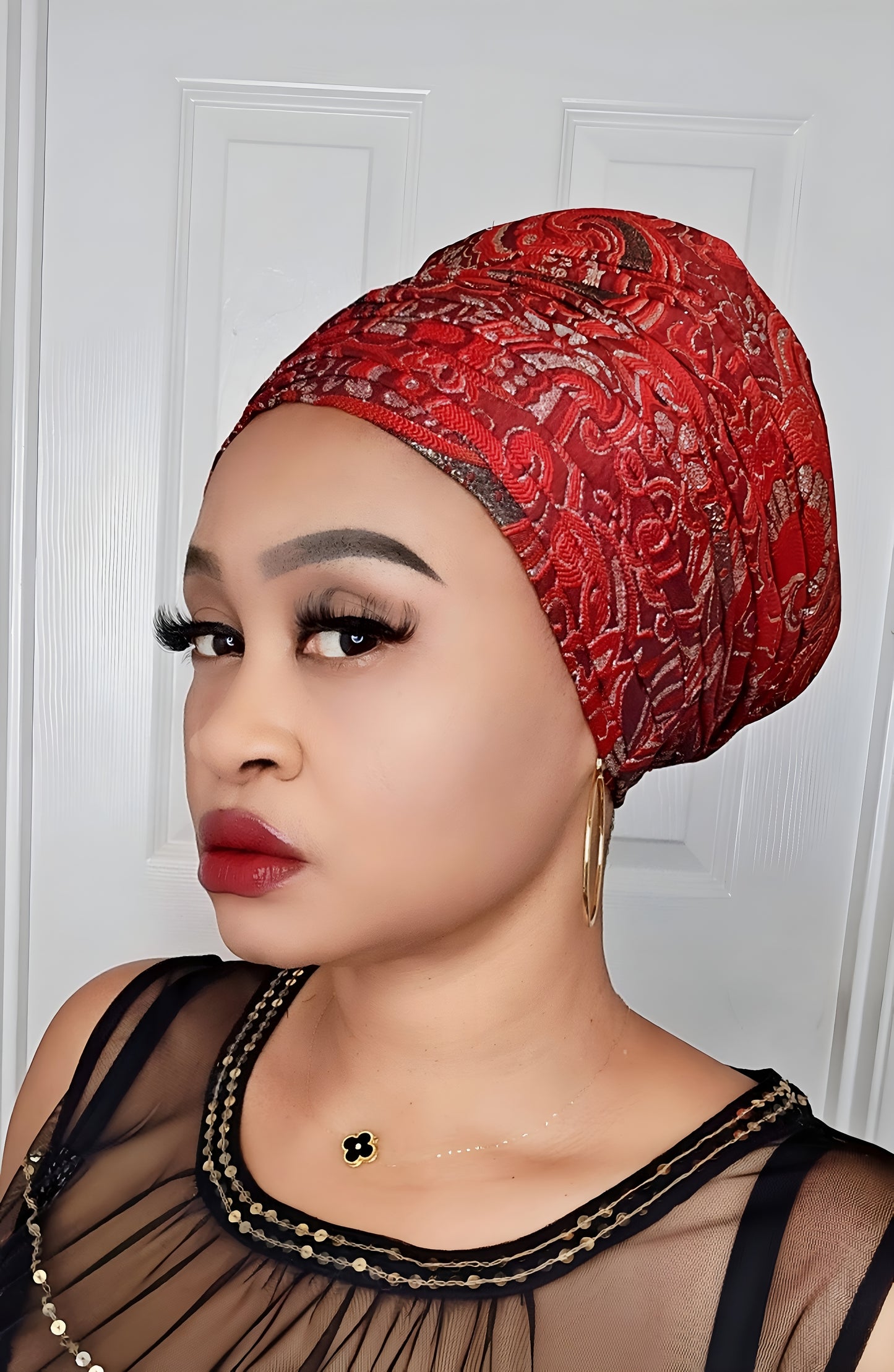 Rich Aunty Brocade Gele Cap Turban