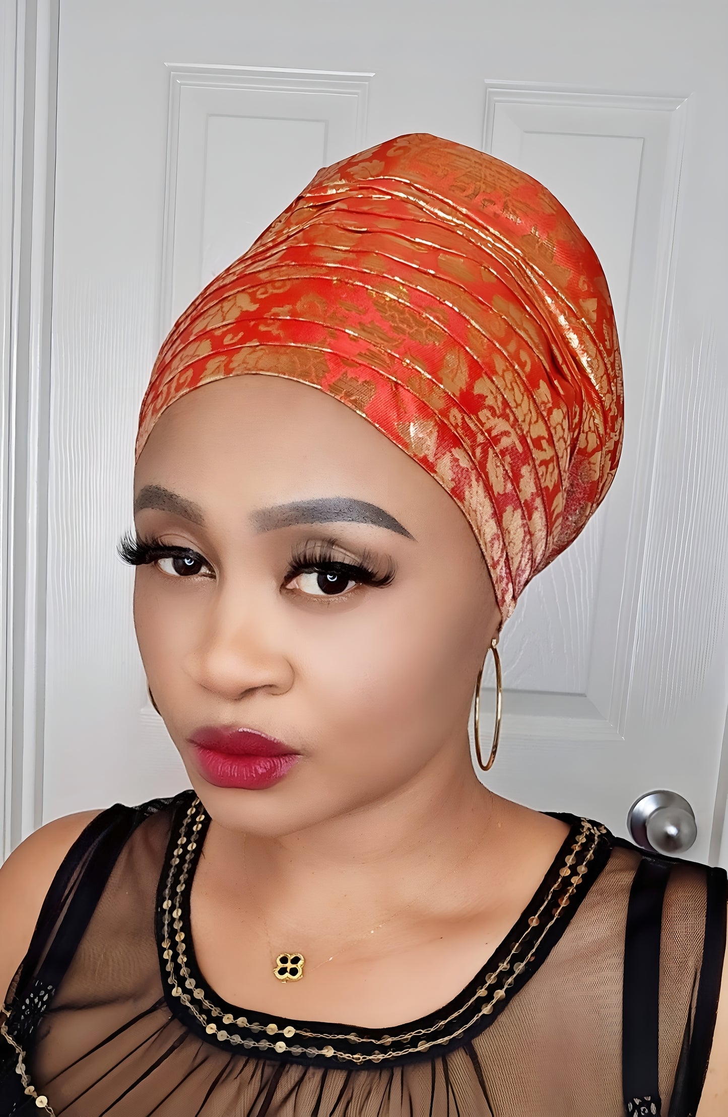 Rich Aunty Brocade Gele Cap Turban