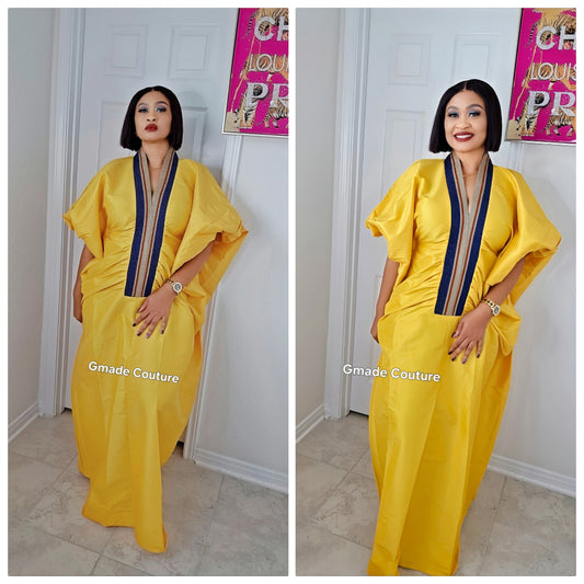 Zara Rich Aunty Bubu Dress With Aso-Oke Neckline