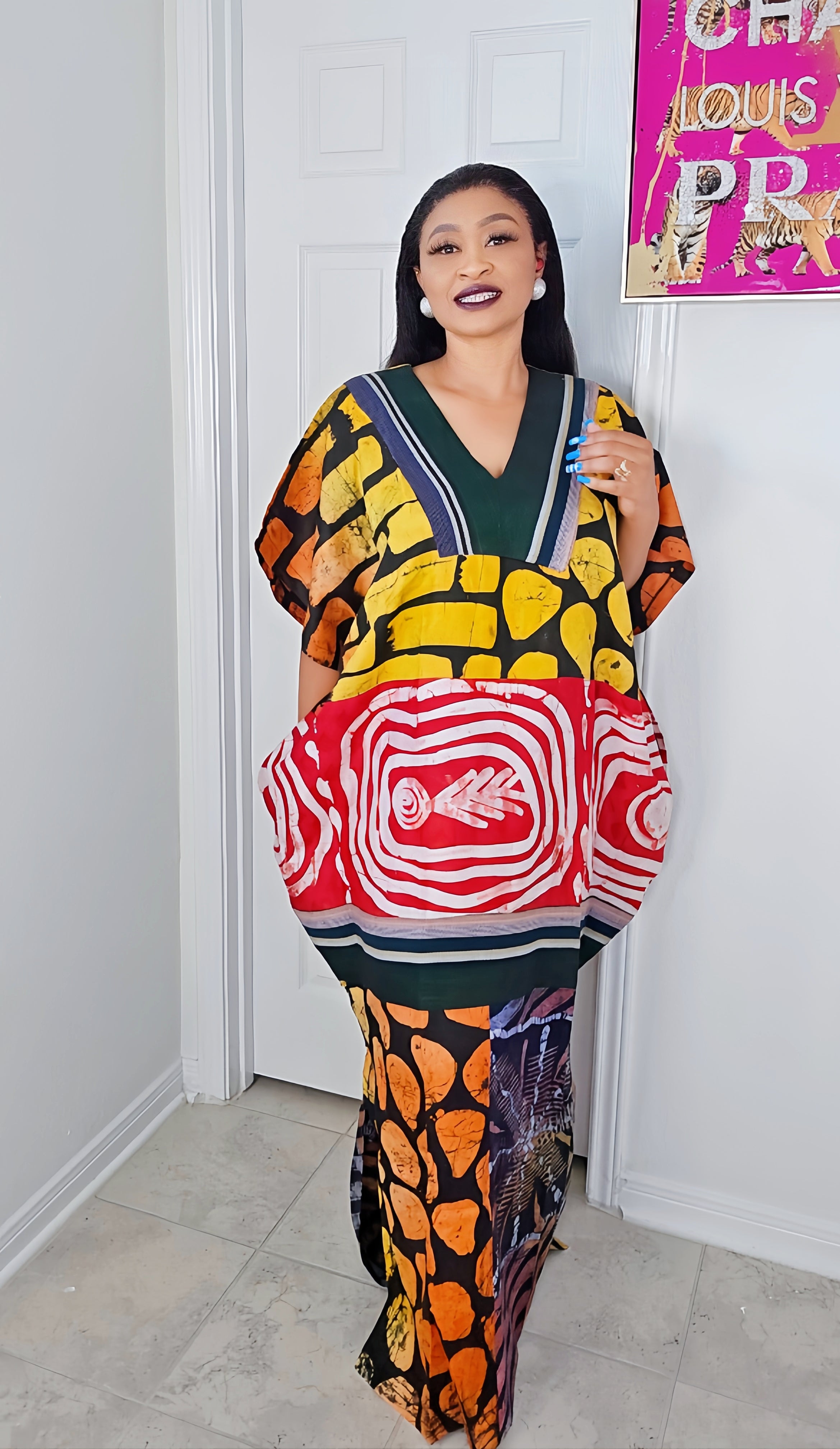 OBIM Patches Bubu Dress With Aso-Oke
