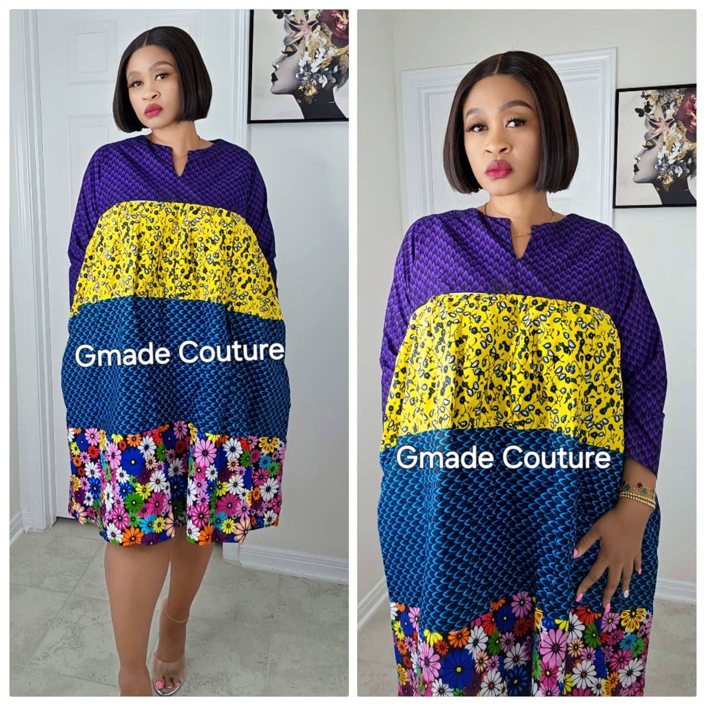 GMADE Patch Ankara print free size Dress