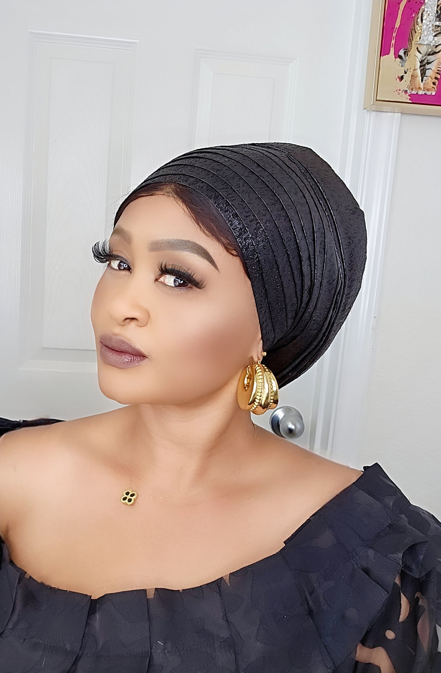 Rich Aunty Brocade Gele Cap Turban