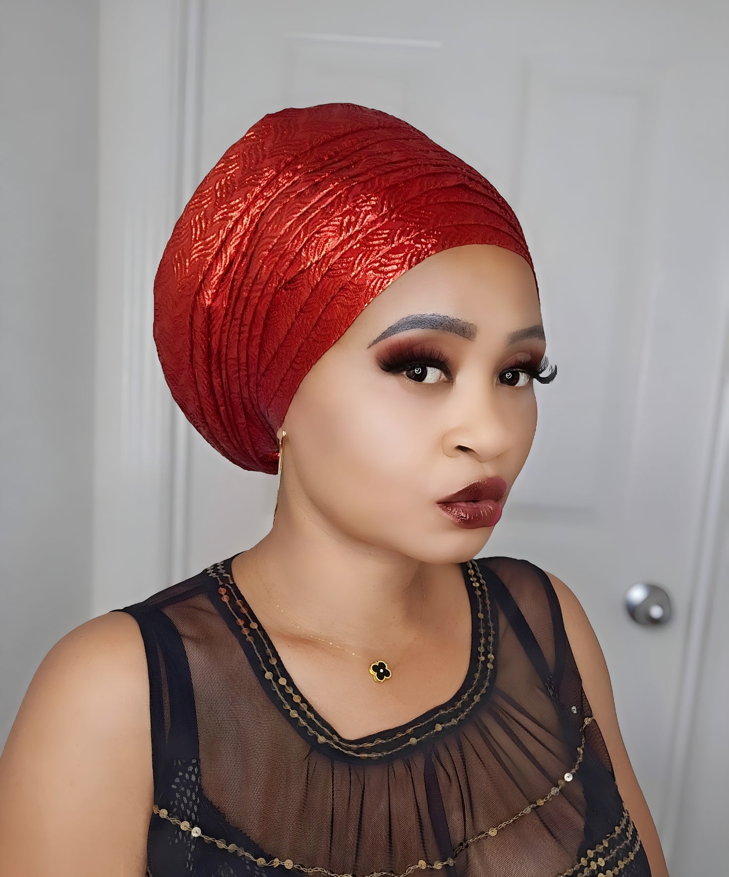 Rich Aunty Brocade Gele Cap Turban