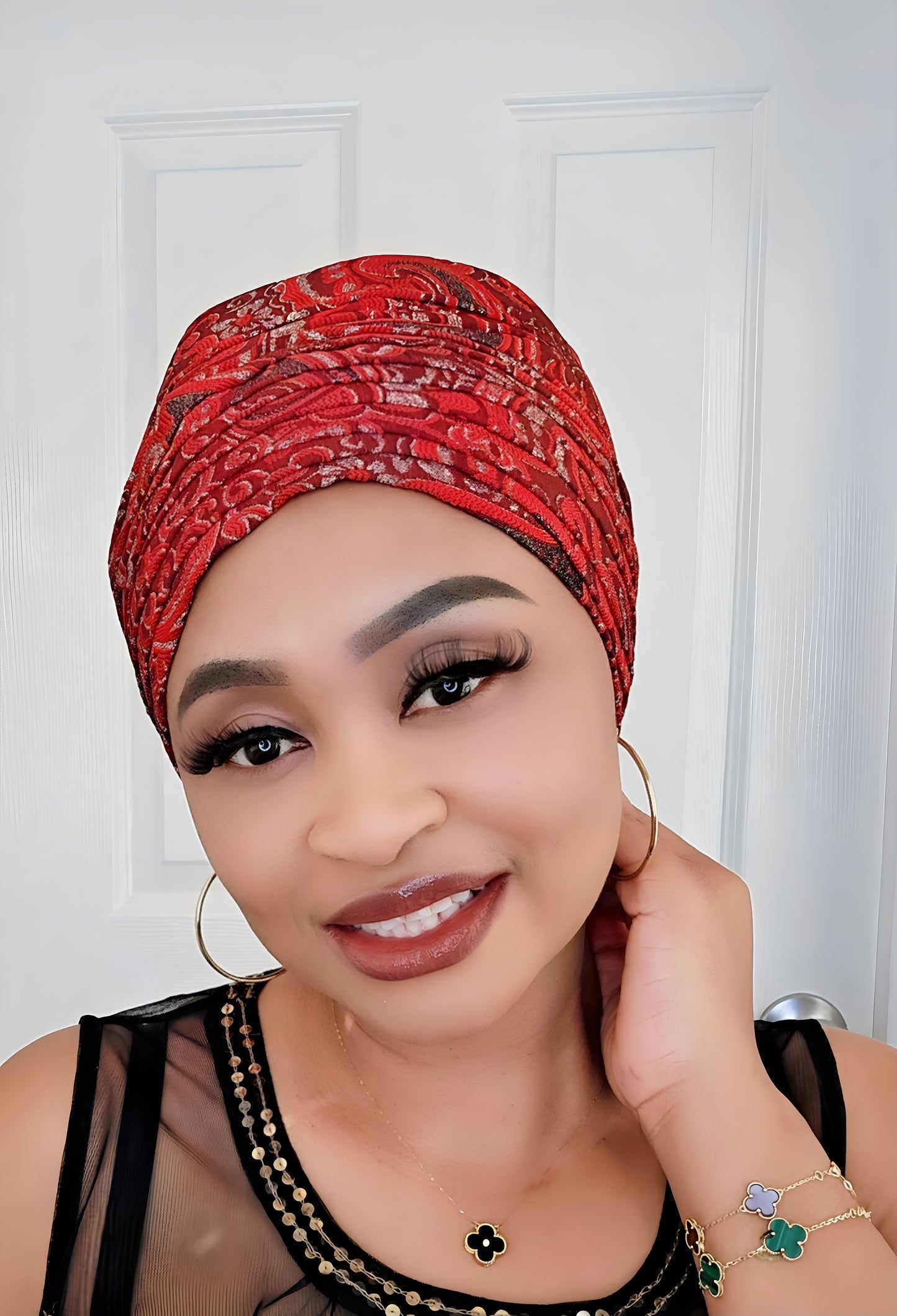 Rich Aunty Brocade Gele Cap Turban