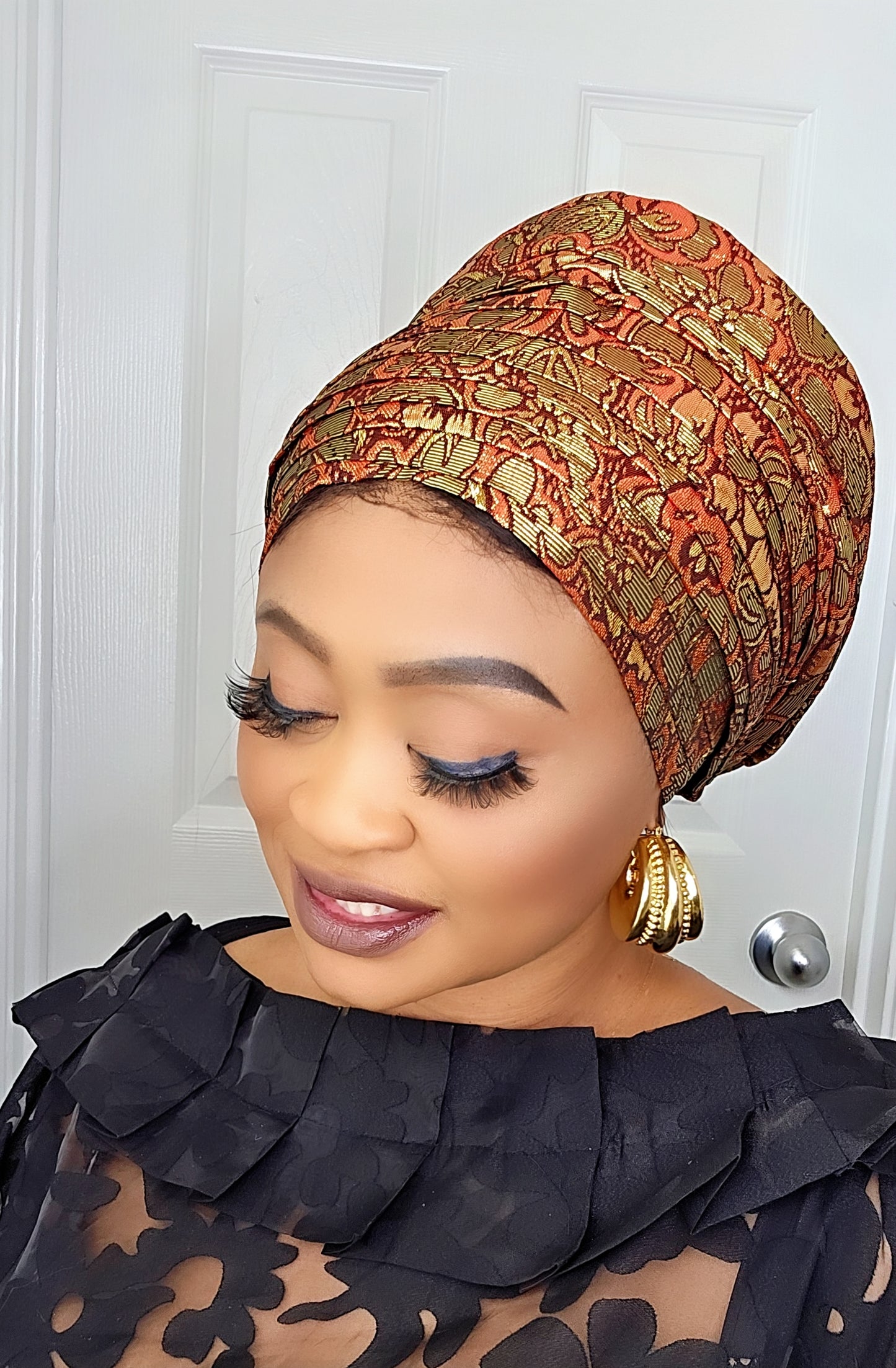 Rich Aunty Brocade Gele Cap Turban