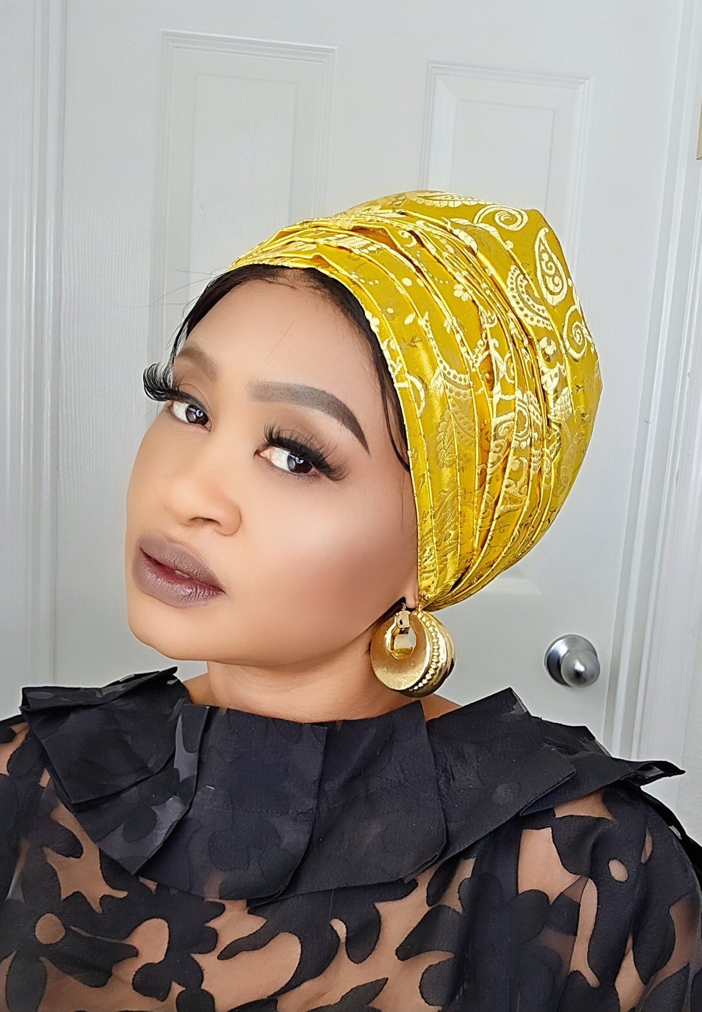 Rich Aunty Brocade Gele Cap Turban