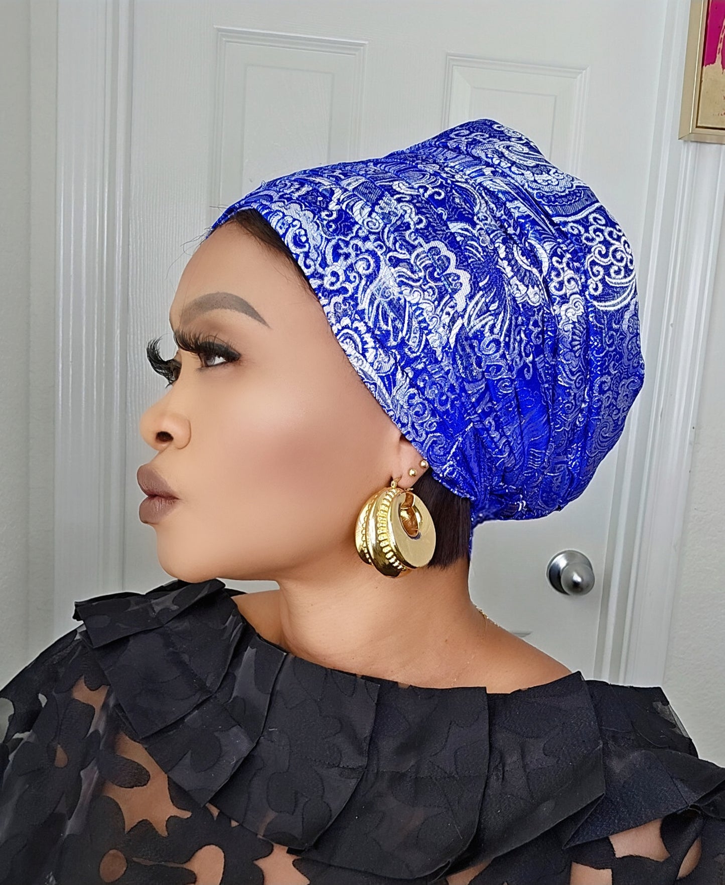 Rich Aunty Brocade Gele Cap Turban